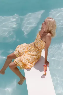 Steele Paradise Crop and Erika Skirt Set Papaya Check Print Size 10 for rent on The Volte - image 5