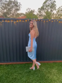 Runway Goddess, Blue Silk Dress, Size 6 for rent on The Volte - image 2