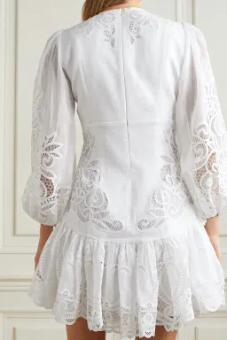 Zimmermann Mae Guipure Lace Trimmed Mini Dress Ivory Size 1 for rent on The Volte - image 2