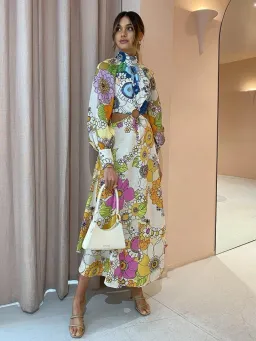 Alemais Farrah Cut Out Midi Dress Print Size 8 for rent on The Volte - image 1