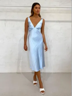 Third Form Gather Bra Bias Slip Midi Dress Blue Size 8 for rent on The Volte - image 1