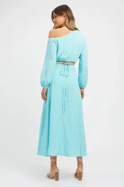 Kookai Brady Long Sleeve Top & Midi Skirt Set Blue Size 8 for rent on The Volte - image 2