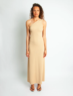 Christopher Esber One Shoulder Cutout Dress Tan Size 10 for rent on The Volte - image 1