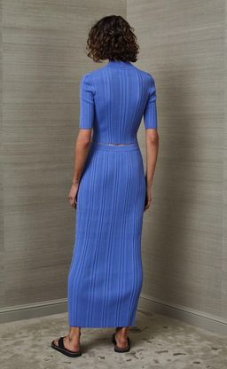 Bec & Bridge Esme Knit Crop Top & Midi Skirt Set Blue Size 8 for rent on The Volte - image 3