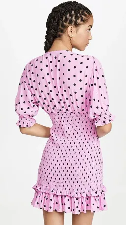 FAITHFULL THE BRAND Womens Purple Polka Dot Pouf Short Sheath Dress for rent on The Volte - image 5