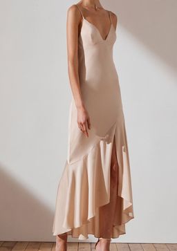 Shona Joy Luxe Bias Asymmetrical Slip Dress Champagne Size 6 for rent on The Volte - image 2
