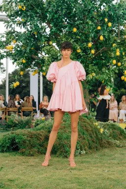 Aje Casabianca Braided Asymmetric Puff Sleeve Mini Dress size 8 for rent on The Volte - image 3