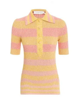Zimmermann Postcard Knit Polo Shirt and Skirt Set Print Size 12 for rent on The Volte - image 1