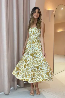 Shona Joy Saffron Tiered Midi Dress Floral Print Size 10 for rent on The Volte - image 1