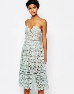 Self Portrait Azaela Midi Dress Mint Size 8 for rent on The Volte - image 1