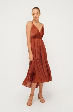 Sheike Womens Cascade Midi Dress Copper Size 16 for rent on The Volte - image 2