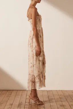 Shona Joy Shirred Midi Dress Print Size 8 for rent on The Volte - image 4