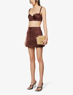 Alex Perry Spence Mini Skirt & Dane Bra Top Set Chocolate Size 8 for rent on The Volte - image 3