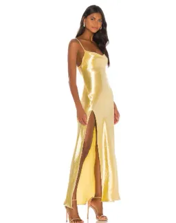Yellow Satin dress size 8 for rent on The Volte - image 2