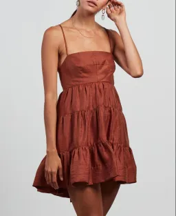 Shona Joy Elsa Tiered Mini Dress Gingerbread Size 8  for rent on The Volte - image 2