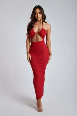 Maddie Ribbed Drawstring Midi Dress for rent on The Volte - image 1