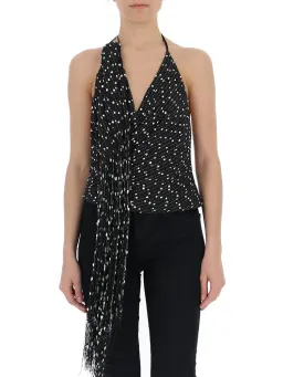Jacquemus Valoria Fringed Bouclé Halterneck Top Black Size 10 for rent on The Volte - image 1