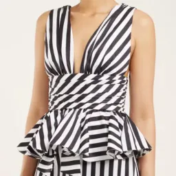 Caroline Constas Cotton Peplum Striped Top Print Size 10  for rent on The Volte - image 2