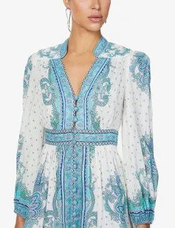Zimmermann Bells Paisley Short Dress Blue Paisley Size 3 / Au 14 for rent on The Volte - image 3
