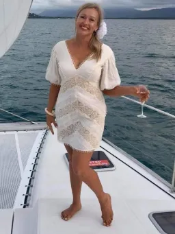 Zimmermann Painted Heart Chevron Mini Dress White Size 2/10 for rent on The Volte - image 4