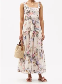 Zimmermann Brighton Tie Shoulder Antique Floral Dress Size 3 for rent on The Volte - image 1