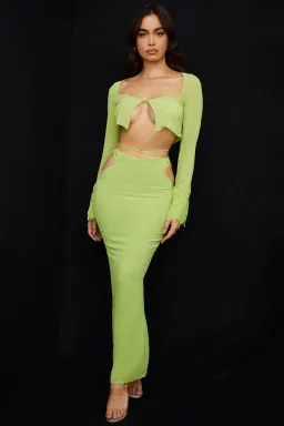 House Of CB Tara Cropped Top and Madeline Maxi Skirt Set Green Size 8 for rent on The Volte - image 1