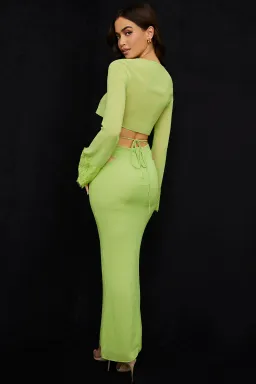 House Of CB Tara Cropped Top and Madeline Maxi Skirt Set Green Size 8 for rent on The Volte - image 2