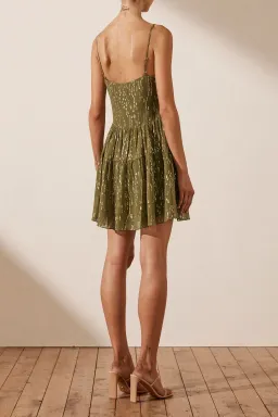 Shona Joy Laura Silk Lace Up Mini Dress Green Size 12 for rent on The Volte - image 2