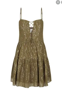 Shona Joy Laura Silk Lace Up Mini Dress Green Size 12 for rent on The Volte - image 4