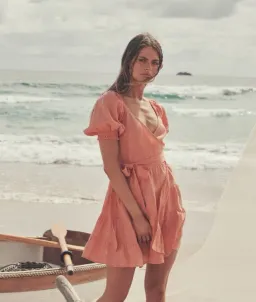 Kivari Alice Wrap Mini Dress Orange Size 12 for rent on The Volte - image 6