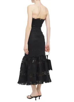 Zimmermann Strapless Linen and Guipure Lace Maxi Dress Black Size 0 / AU 8 for rent on The Volte - image 2