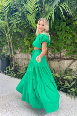 SWF Revive Cropped Tee and Tiered Skirt Set Green Size 8 for rent on The Volte - image 1
