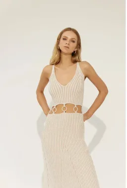 Sovere Emerge Knit Dress in Chai Latte Beige Size 8 for rent on The Volte - image 2