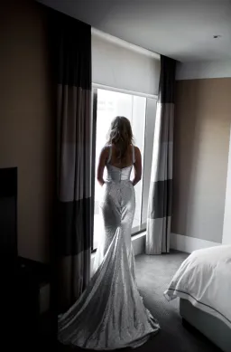 Georgia Young Couture Silver Sequin Gown Size 6 for rent on The Volte - image 7