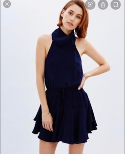 Shona Joy High Neck Mini Dress Navy Size 10 for rent on The Volte - image 1