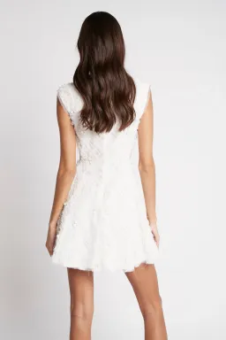 Aje Mirage Organza Cut Out Mini Dress Ivory Size 4 for rent on The Volte - image 3