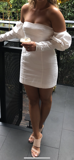 Asilio Off the Shoulder Mini Volume Sleeve Dress size 10 for rent on The Volte - image 6