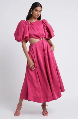  Aje Vanades Cut Out Ring Midi Dress Pink Size 6 for rent on The Volte - image 1