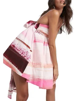 Aje Kasbah Sunset Stripe Ruched Bow Back Mini Dress Print Size 6 for rent on The Volte - image 5