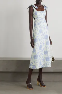 Zimmermann The Postcard Tie Shoulder Midi Dress Blue Tonal Floral Size 0 / AU 8 for rent on The Volte - image 1