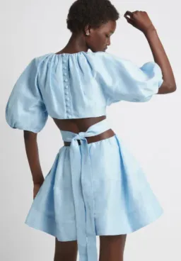 Aje Psychedelia Cut Out Mini Dress Pale Blue Size 4 for rent on The Volte - image 3