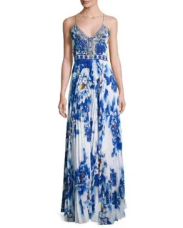 Camilla Ring of Roses Pleated Slip Dress Print Size 8 for rent on The Volte - image 3
