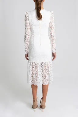 Rebecca Vallance Le Saint Ruched Lace Dress White Size 8 for rent on The Volte - image 2