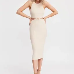 Kookai Lola Cut Out Dress Beige Size 8 for rent on The Volte - image 1