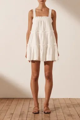 Shona Joy Cosmo Tiered Frill Mini Dress White Size 14 for rent on The Volte - image 1