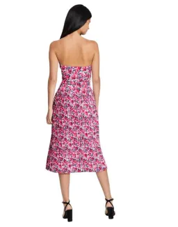 By Johnny Strapless Pleat Midi Dress Print Size 10 for rent on The Volte - image 4