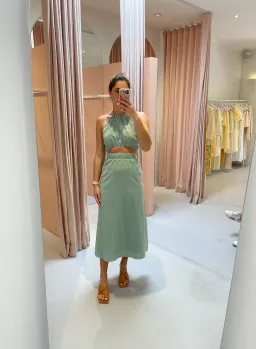 By Nicola Sage Halter Dress Green Size 8 for rent on The Volte - image 1