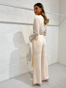 By Johnny Mimi Top and Wide Leg Pant Set Cream Size 10 for rent on The Volte - image 5