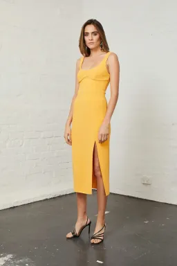 Bec & Bridge Elle Midi Dress Yellow Size 6 for rent on The Volte - image 2