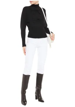 Zimmermann Bow Embellished Ribbed Mohair Blend Turtleneck Sweater Black Size 0 / AU 8 for rent on The Volte - image 1